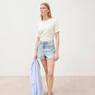 Short mom taille haute en jean denim snow bleu femme