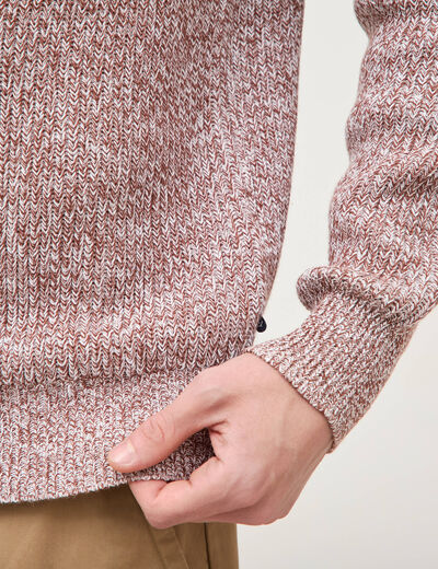 Pull manches longues marron fonc&eacute; homme