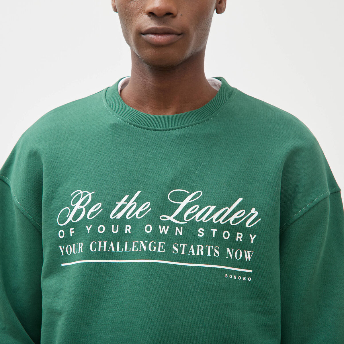 Sweat manches longues en coton vert homme