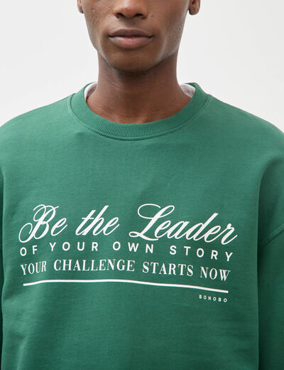 Sweat manches longues en coton vert homme