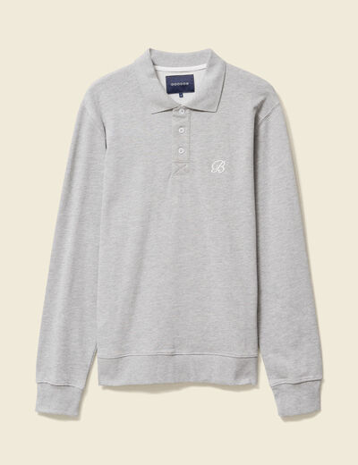 Sweat manches longues brod&eacute; gris homme