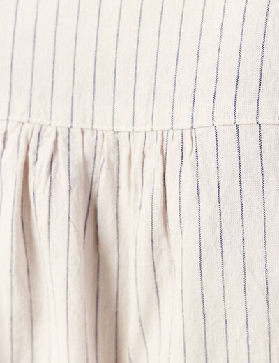 Robe longue évasée ceinturée blanc femme