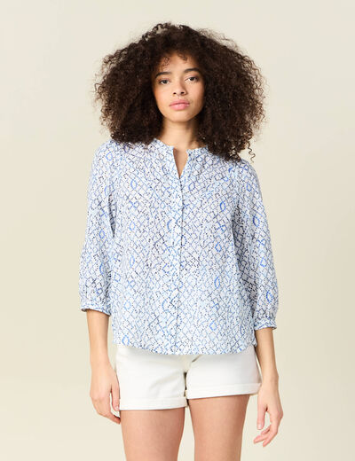Chemise à manches longues bleu femme