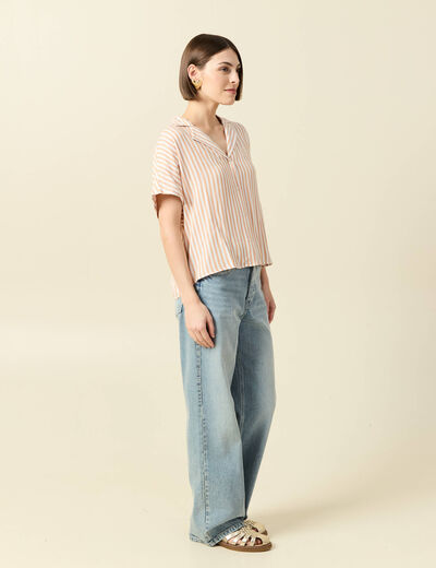 Chemise manches 3/4 orange femme