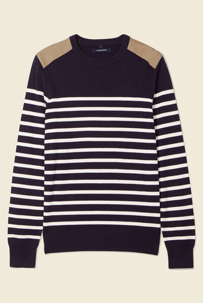 Pull manches longues bleu foncé homme