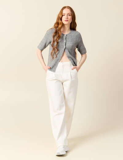 Gilet manches courtes gris clair femme