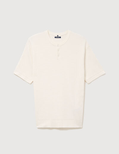 T-shirt en coton manches courtes ecru homme