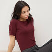 T-shirt ajust&eacute; manches courtes bordeaux femme