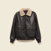 Blouson aviateur manches longues marron fonc&eacute; homme