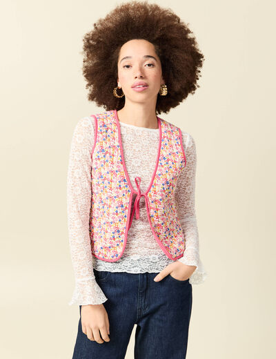 Gilet r&eacute;versible droit sans manches multicolore femme