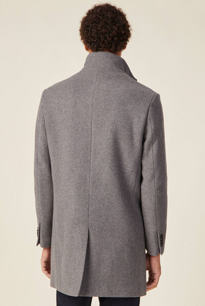 Pardessus droit boutonné gris foncé homme