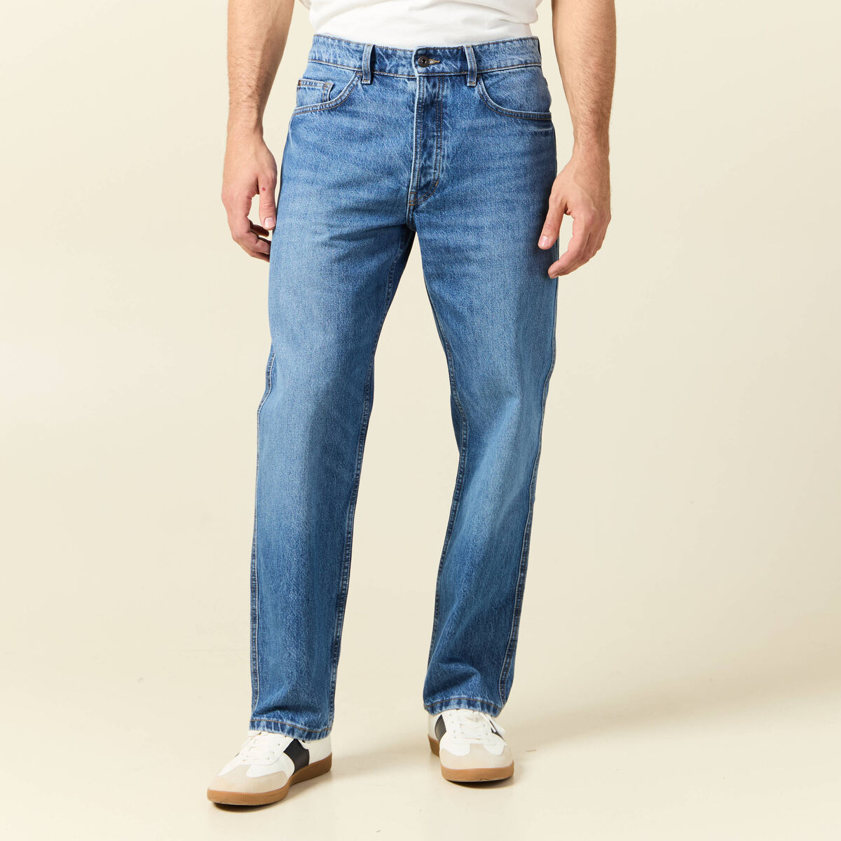 Jeans relax 5 poches denim stone homme