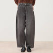Jeans barrel taille standard denim gris femme