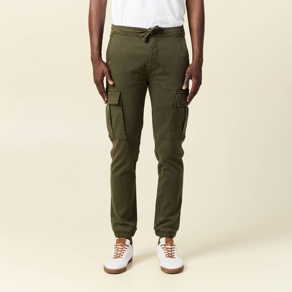 Pantalon battle bas resserré vert kaki homme