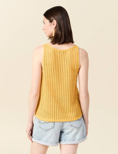 Débardeur sans manches ajouré jaune femme