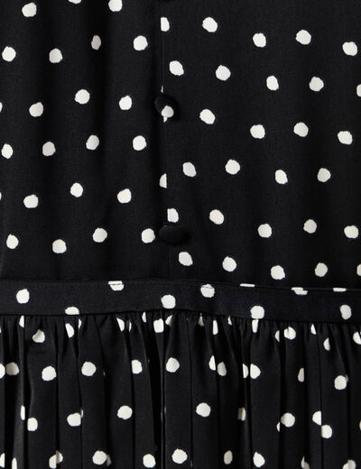 Robe midi évasée plissée satin noir femme