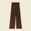 Pantalon large taille haute en maille marron fonc&eacute; femme