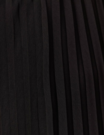 Jupe longue évasée plissée noir femme