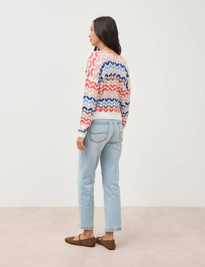 Gilet manches longues multicolore femme