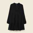 Robe manches longues doubl&eacute;e noir femme