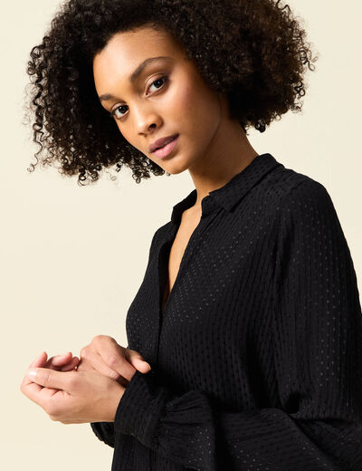 Chemise manches longues noir femme
