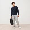 Pull manches longues col rond bleu marine homme