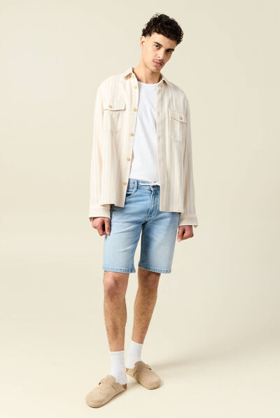 Bermuda confort ultra stretch denim bleach homme