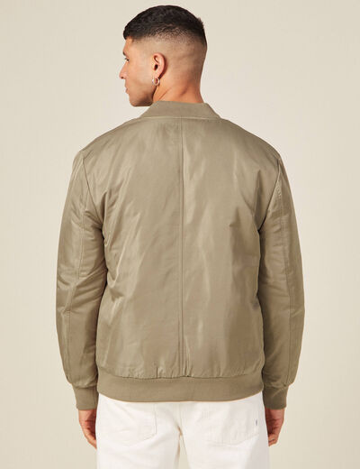 Bomber court manches longues doubl&eacute; taupe homme