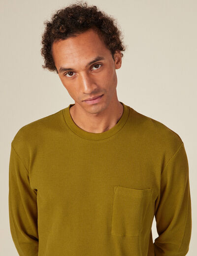 T-shirt manches longues vert olive homme