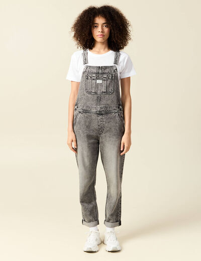 Salopette jeans taille standard denim snow gris femme