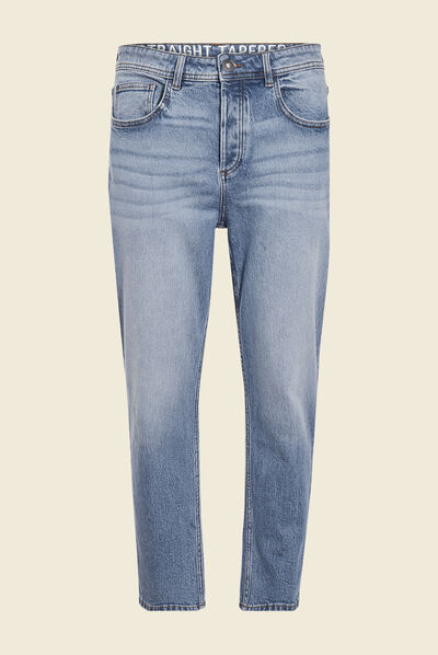 Jeans straight tapered denim stone homme