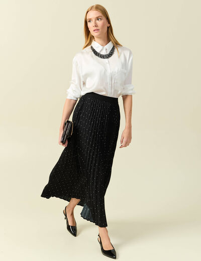 Jupe satin&eacute;e noir femme