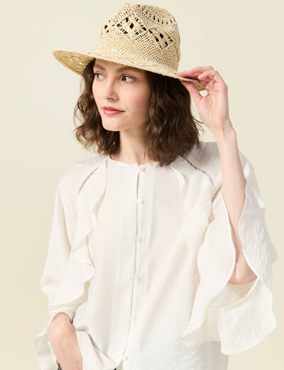 Chemise manches longues ecru femme