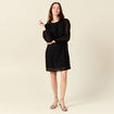 Robe droite manches longues noir femme
