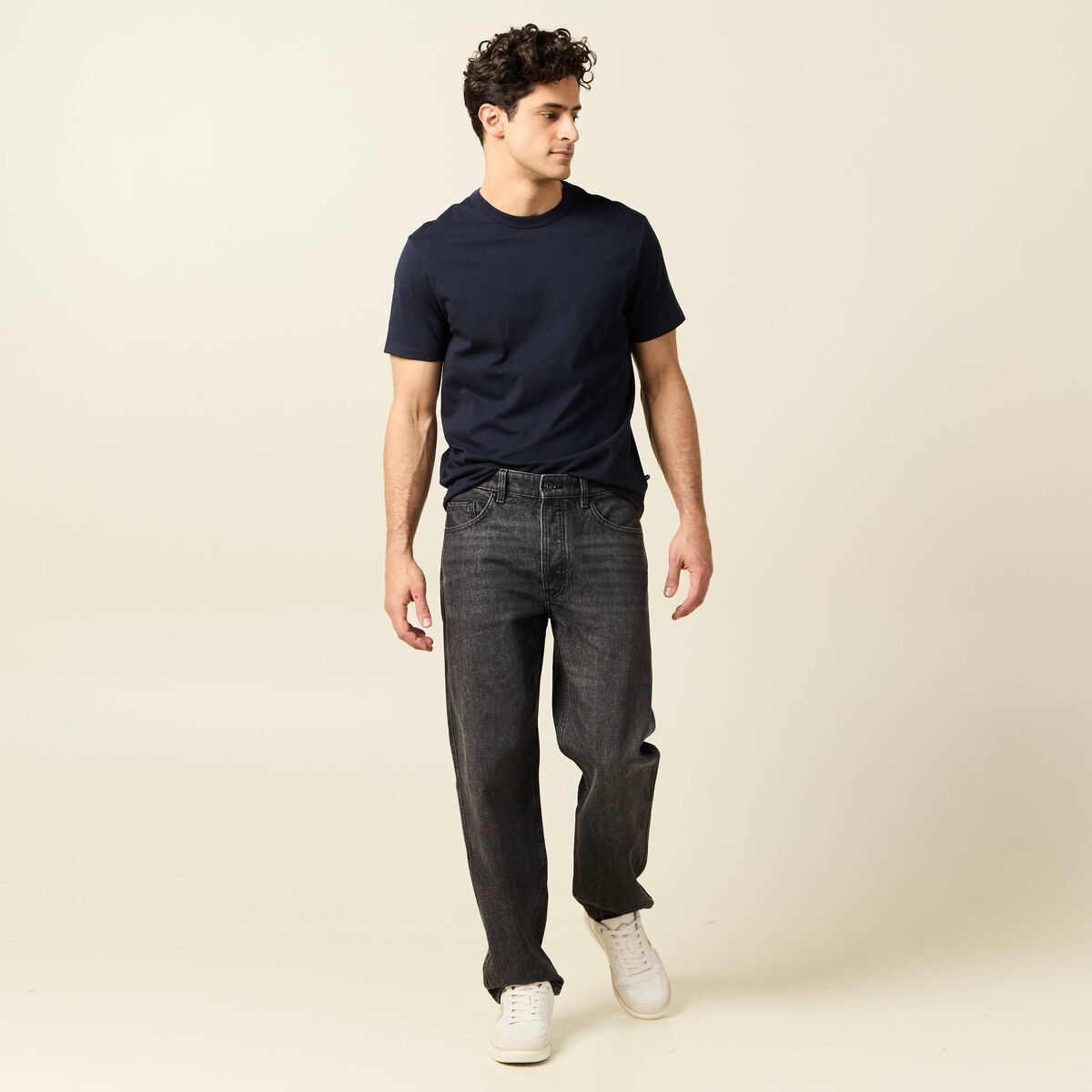 T-shirt en coton manches courtes bleu marine homme