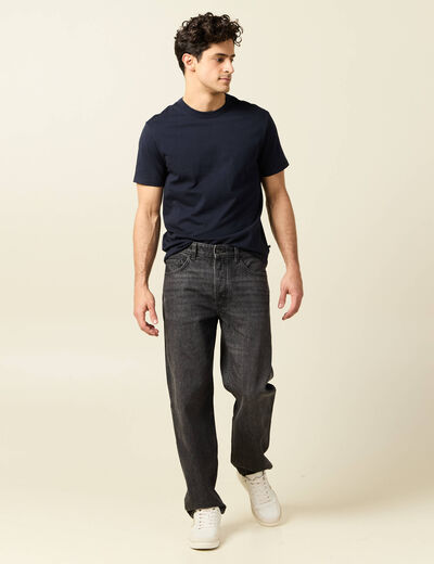 T-shirt en coton manches courtes bleu marine homme