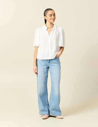 Chemise manches courtes ecru femme