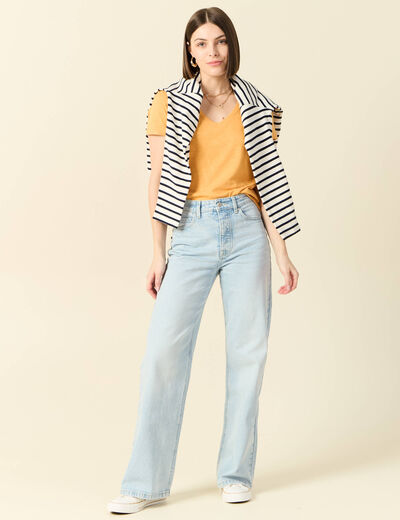 T-shirt manches courtes jaune femme