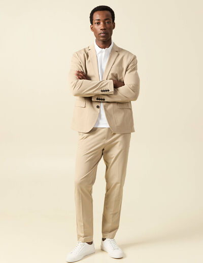 Pantalon chino stretch beige homme
