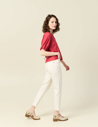 T-shirt manches courtes rouge foncé femme