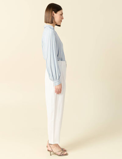 Pantalon slouchy taille haute blanc femme