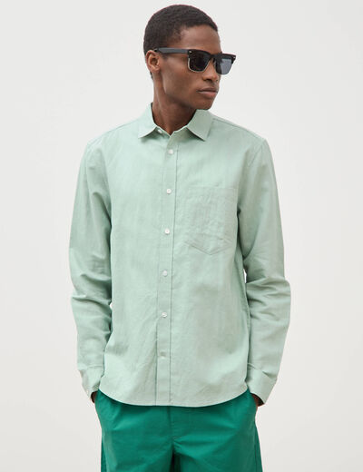 Chemise manches longues vert pastel homme
