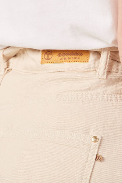 Jeans slouchy ceinturé denim blanc femme