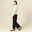 Pull ajour&eacute; manches longues bardot ecru femme