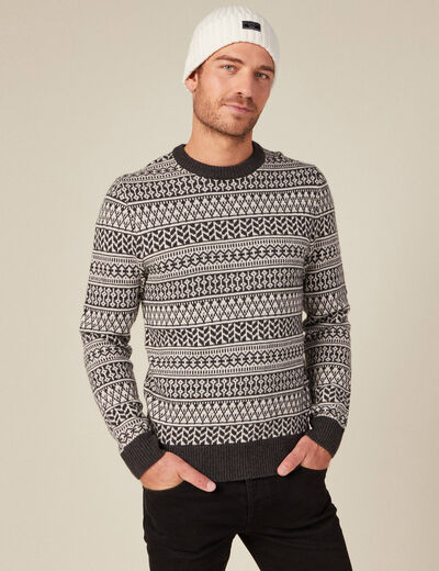 Pull manches longues ecru homme