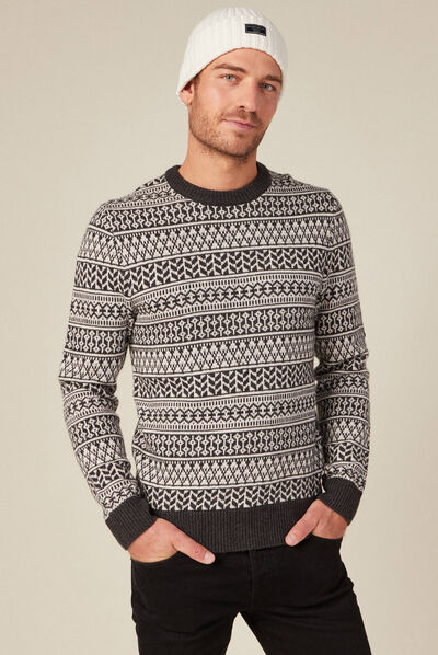 Pull manches longues ecru homme