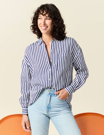 Chemise manches longues bleu ciel femme