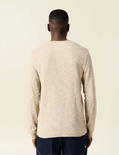 T-shirt en coton manches longues vert kaki homme