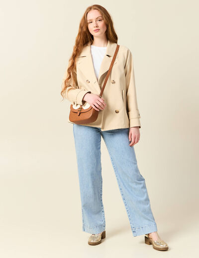 Jeans large denim bleach femme