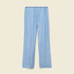 Jeans taille &eacute;lastique coupe droite denim bleach femme
